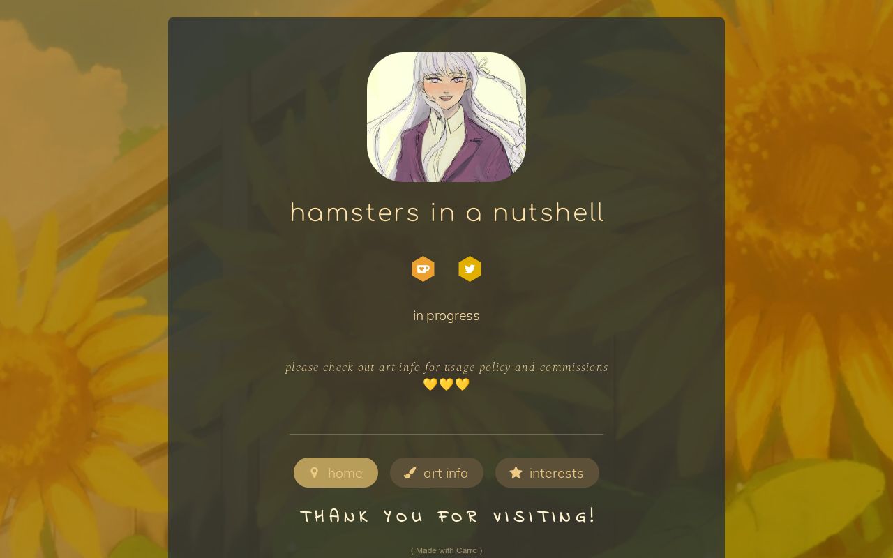 Carrd profile picture for @hamster